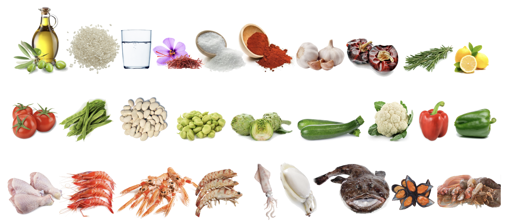 Ingredientes paella valenciana tradicional